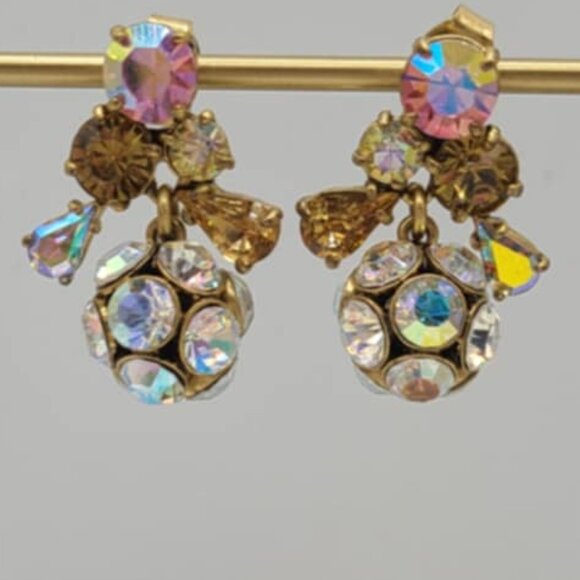 J Crew Gold Tone AB Crystal Ball Earrings - Picture 7 of 7